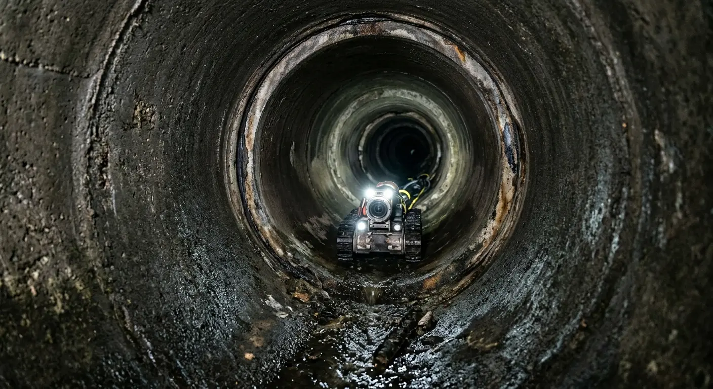 Robotic sewer camera inspecting pipe interior for Drain Snake Service in Rockland